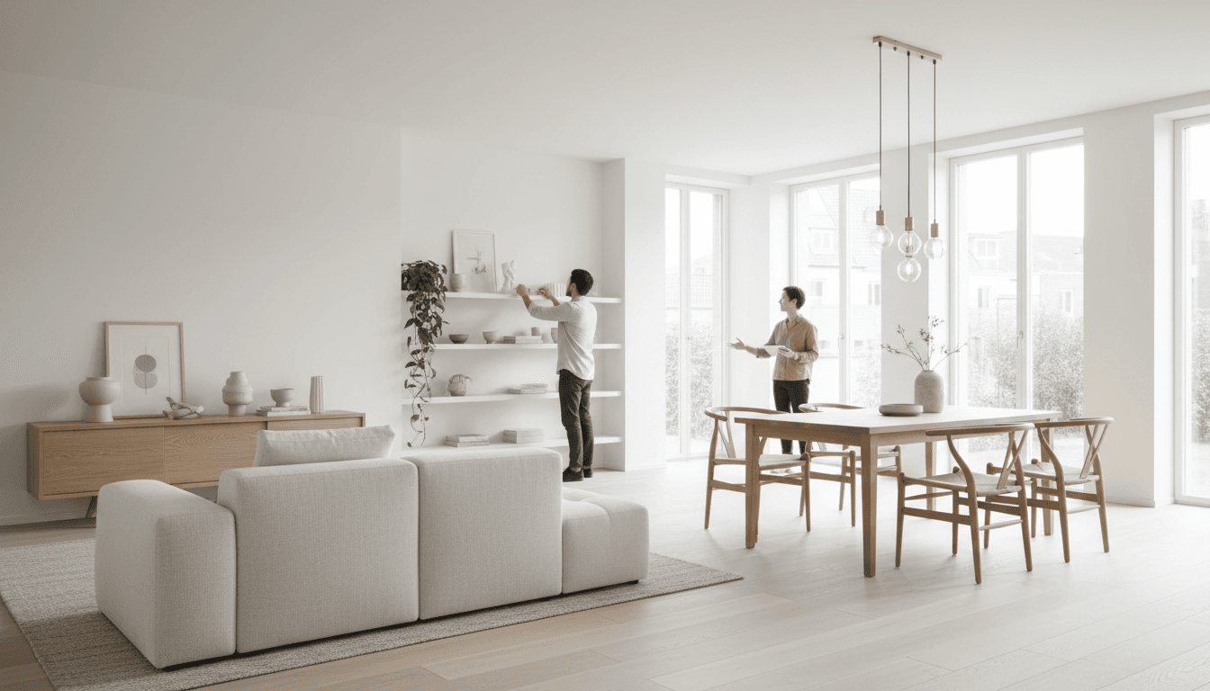 Bright clean living room with modern furniture and natural light